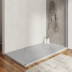 Piatto doccia 90 X 170 cm effetto pietra riducibile grigio - Nalos