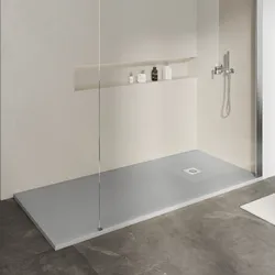 Piatto doccia 90 X 190 cm effetto pietra riducibile grigio - Nalos