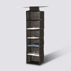 Organizer verticale 120h cm per armadio effetto tessuto antracite con 6 ripiani
