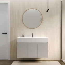 Mobile bagno sospeso 100 cm con ante bianco opaco cannettato con lavabo e specchio - Nerk