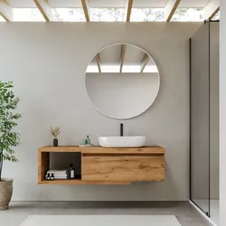 Mobile bagno sospeso 150 cm rovere gold con cassettone e specchio - Balik