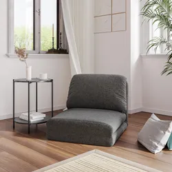 Poltrona letto in tessuto a trama sottile grigio scuro - Kadra