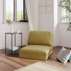 Poltrona letto in tessuto a trama sottile giallo ocra - Kadra