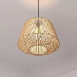 Lampada sospesa rotonda 48 cm intreccio in corda naturale - Margot