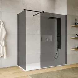 Box doccia walk-in due lati 80x120 con vetro anticalcare fumè e profilo nero opaco 200h - Keep