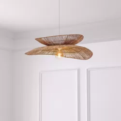 Lampada sospesa rotonda 70 cm in metallo e juta naturale