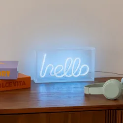 Scritta luminosa Hello 23x13h cm con led blu
