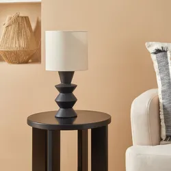 Lampada da tavolo 40h cm in ceramica nero e paralume bianco