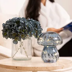 Lampada LED da tavolo 15 h cm a fungo in vetro blu funzionamento a batterie - Ludmy