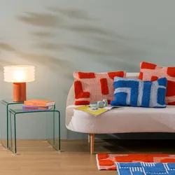 Lampada da tavolo 36h cm in gres porcellanato rosa e vetro - Cedric