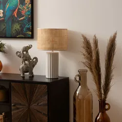 Lampada da tavolo 47h cm in ceramica e paralume beige