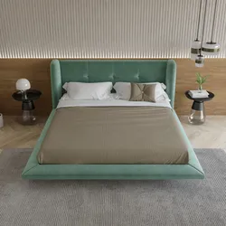 Letto matrimoniale 160x190 cm sospeso in velluto verde salvia - Adzard