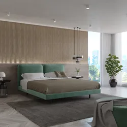 Letto matrimoniale 160x190 cm sospeso in velluto verde salvia - Fjodor