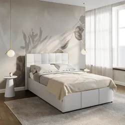 Letto una piazza e mezza con contenitore 120x190 cm imbottito in similpelle bianca - Bedz
