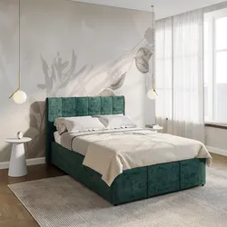 Letto una piazza e mezza contenitore 120x190 cm imbottito in tessuto effetto maglia petrolio - Bedz
