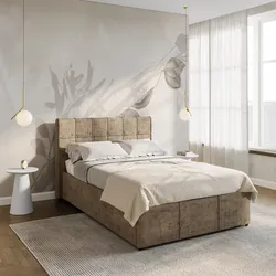 Letto una piazza e mezza contenitore 120x190 cm imbottito in tessuto effetto maglia tortora - Bedz