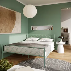 Letto matrimoniale 160x200 cm in metallo verde salvia opaco - Aveiro