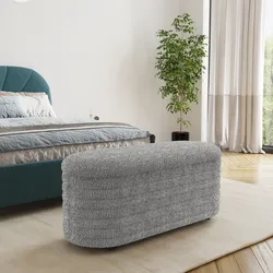 Panca contenitore 116x43 cm in tessuto teddy grigio - Dalnex