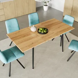 Tavolo allungabile 120-160x80 cm con top rovere e gambe in metallo nero - Trako