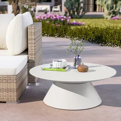 Tavolino da esterno rotondo 80 cm in alluminio bianco opaco - Dagre