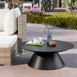 Tavolino da esterno rotondo 80 cm in alluminio antracite opaco - Dagre