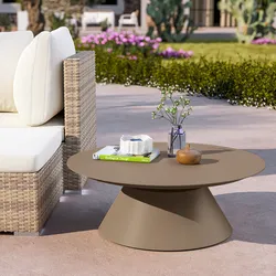 Tavolino da esterno rotondo 80 cm in alluminio tortora opaco - Dagre