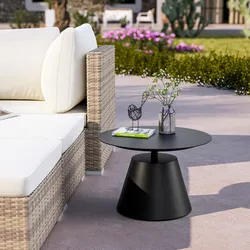Tavolino da esterno rotondo 50 cm in alluminio antracite opaco - Dagre