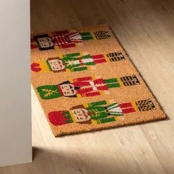 Zerbino natalizio 45x75 cm in coir con disegno schiaccianoci