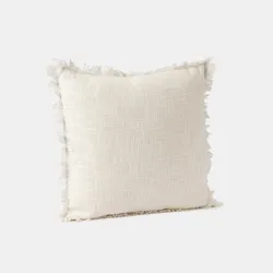 Cuscino sfoderabile 45x45 panna in bouclé con frange