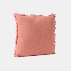 Cuscino sfoderabile 45x45 pesca in bouclé con frange