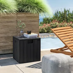 Baule contenitore da esterno 50x50x51h cm in resina nero effetto legno - Thago