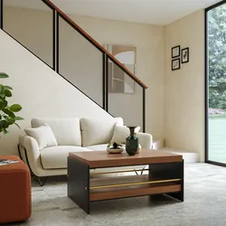 Tavolino 98x45 cm in legno noce benson e metallo nero - Colys