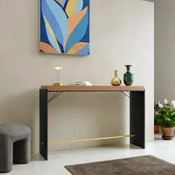 Consolle 135x85h cm in legno noce benson e metallo nero con dettaglio oro - Colys