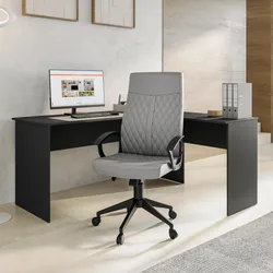Poltrona da ufficio in similpelle grigio chiaro con braccioli - Shuber