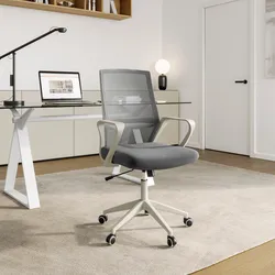 Poltrona ufficio in tessuto mesh grigio scuro con braccioli - Mofayl