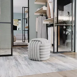 Pouf 45x45 cm in velluto beige annodato - Pinella