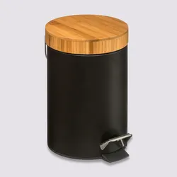 Cestino portarifiuti 3 litri nero e bambù naturale - Thunder