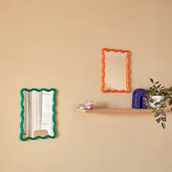 Specchio da interno 38x30 cm reversibile con cornice ad onda arancione - Virelith