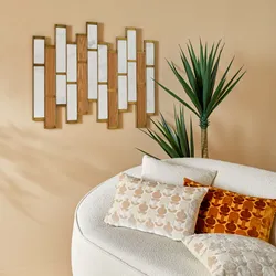 Decorazione da parete 74h cm in legno naturale ed effetto marmo