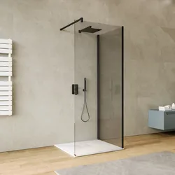 Box doccia walk-in 90x100 cm angolare con vetro trasparente e profilo nero 200h - Keep