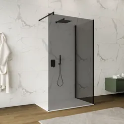 Box doccia walk-in 70x120 cm angolare con vetro fumè e profilo nero 200h - Keep