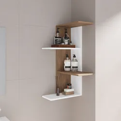 Mensola da bagno 42x85h cm in legno bianco e rovere scuro - Kantiko