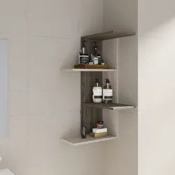 Mensola da bagno 42x85h cm in legno rovere grigio e tortora - Kantiko