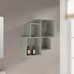 Mensola bagno 70x22 cm in legno verde salvia - Kantiko