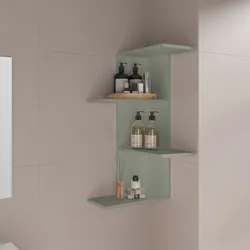 Mensola da bagno 42x85h cm in legno verde salvia - Kantiko