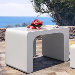 Tavolo da giardino 116x67,5 cm in polietilene bianco con top in plexiglass - Marinha