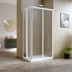 Box doccia 70x100 cm angolare doppio scorrevole in pvc stampato bianco 190h - Acril