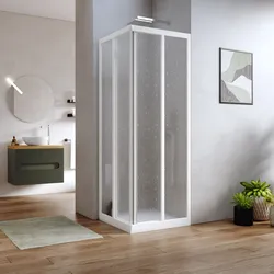 Box doccia 75X75 cm angolare doppio scorrevole in pvc stampato bianco 190h - Acril