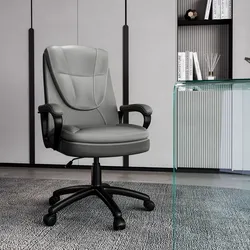 Poltrona da ufficio girevole in similpelle grigio con base nera - Saphina