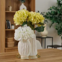 Stelo di ortensia artificiale 80h cm giallo
